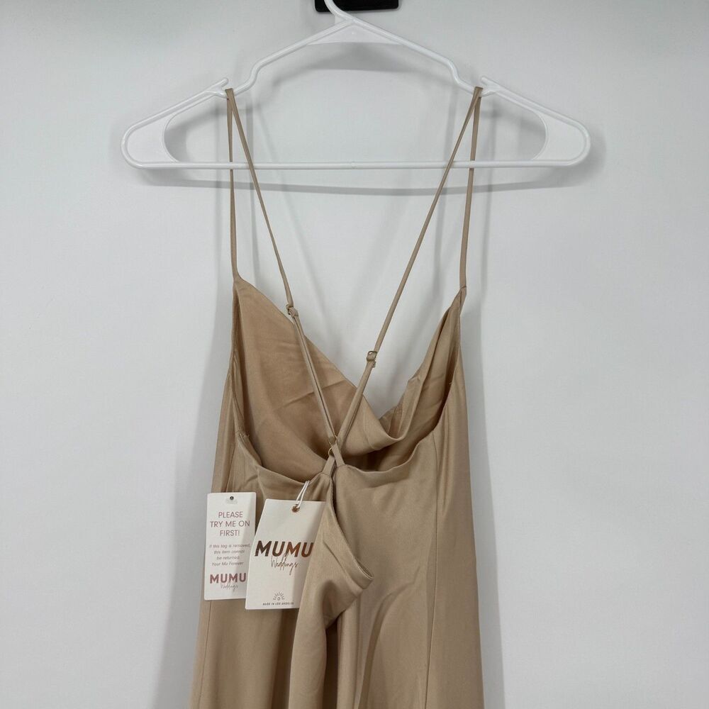 Show Me Your Mumu Verona Satin Dress Champagne Slip Dress Cowl Neck Midi Size M - Picture 5 of 16